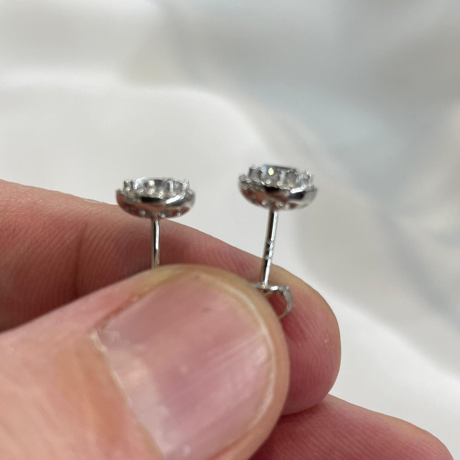 CZ Simulated Diamond Stud Earrings - 925 Sterling Silver Halo, Gift Boxed