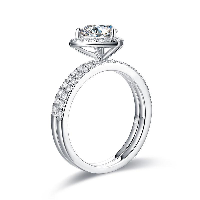 1 Carat Heart Moissanite Diamond Ring Set (1 pcs / 2 pcs) 925 Sterling Silver Ring