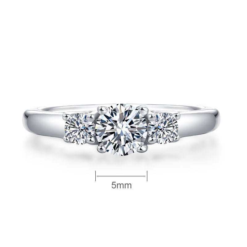 Three Stone Moissanite Wedding Band 925 Sterling Silver Ring