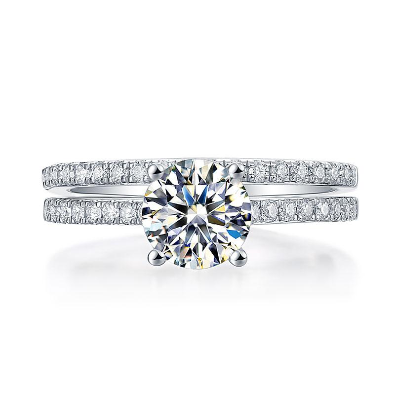 1 Carat Moissanite Diamond Ring Set 925 Sterling Silver Wedding Engagement Ring