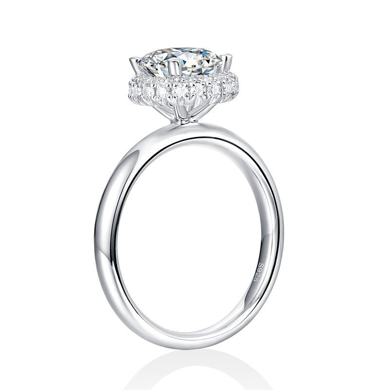 1.5 Carat Moissanite Diamond Ring Halo 925 Sterling Silver Wedding Engagement Ring