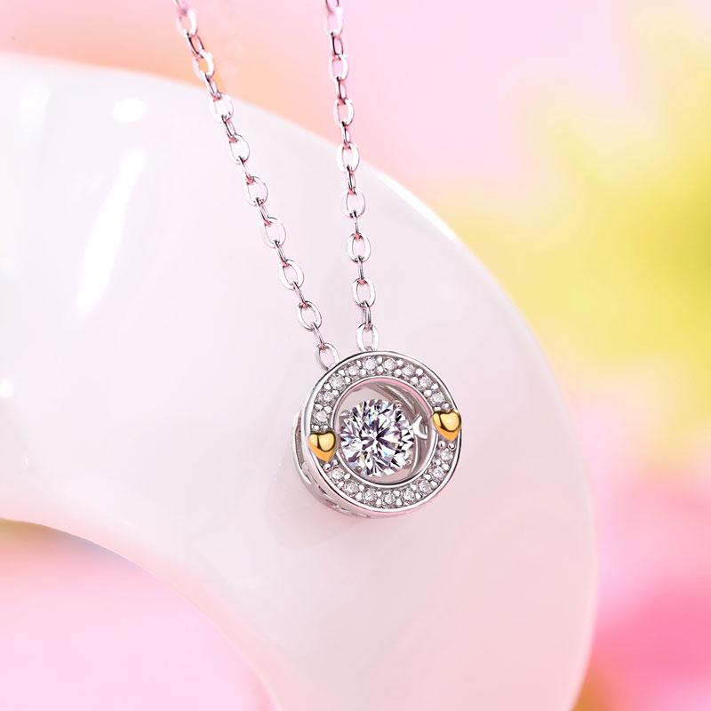 0.4 Carat Moissanite Diamond Dancing Stone Necklace 925 Sterling Silver