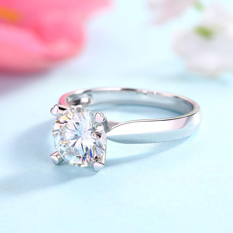 1.5 Carat Moissanite Diamond Ring Heart Shape Prong 925 Sterling Silver
