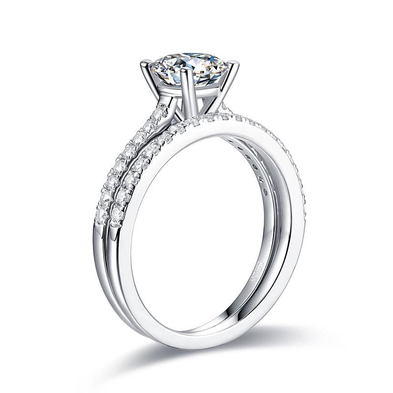 1 Carat Moissanite Diamond Ring Set 925 Sterling Silver Wedding Engagement Ring