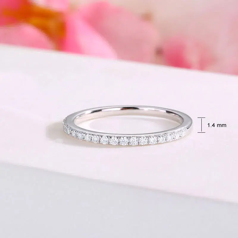 Half Eternity Wedding Band 925 Sterling Silver Moissanite Diamond Ring