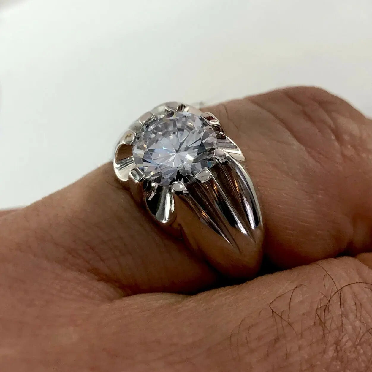 Sterling Silver 925 Men's Single Stone Set Cz Ring 7.40 Grams Gift boxed Ring limanilondon