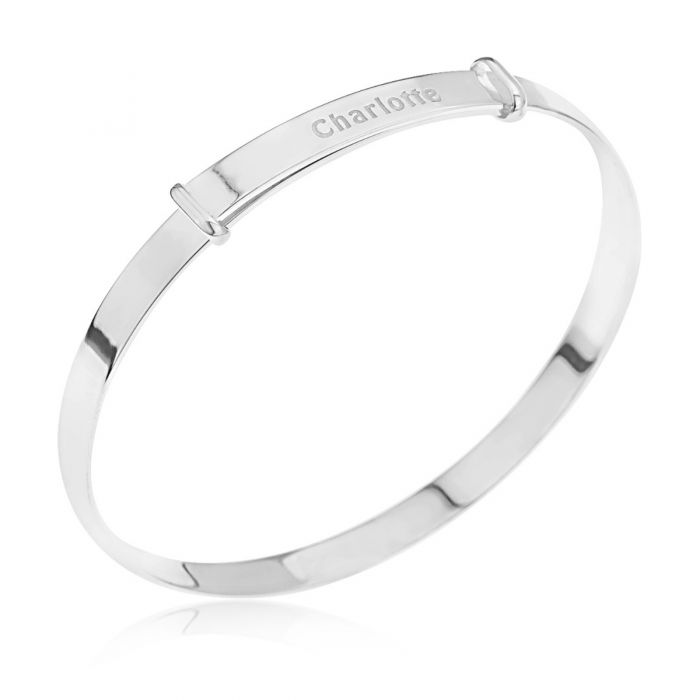 925 Sterling Silver Personalized Guardian Angel Expanding Bangle