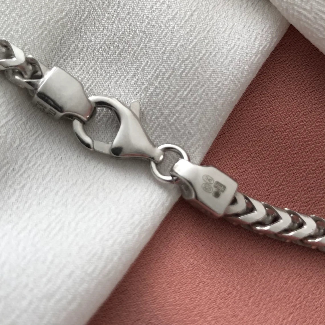 Silver Franco Chain 4mm Men’s chain sterling silver 925 Hallmark Ladies Franco Chain 7"