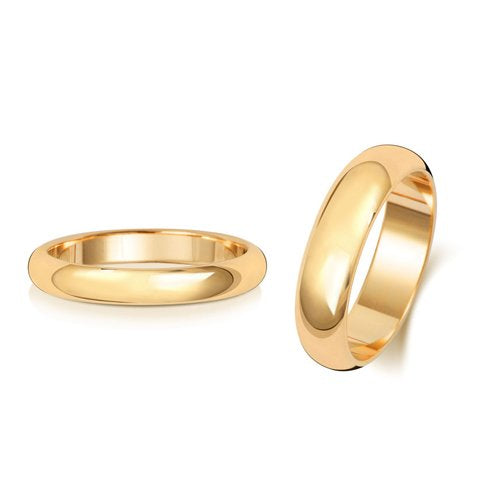 Genuine 9CT Yellow Gold D Shape Wedding Band 3mm-8mm - Heavyweight Depth ~1.7mm-1.8mm Premium Wedding Band Ring
