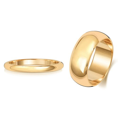 Genuine 18 CT Yellow Gold D Shape Wedding Ring Band - Mediumweight 2mm-8mm Width