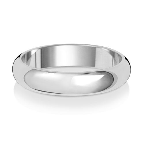 Platinum D Shape Wedding Band - Medium Weight 2mm-6mm Width, Depth ~1.4mm-1.5mm Platinum Wedding Ring J-Z Sizes
