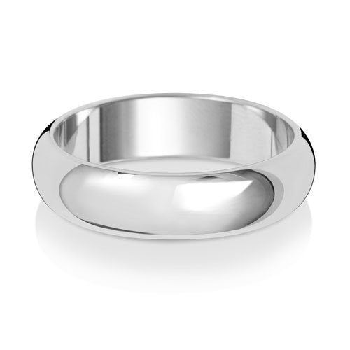 Platinum D Shape Wedding Band - Medium Weight 2mm-6mm Width, Depth ~1.4mm-1.5mm Platinum Wedding Ring J-Z Sizes